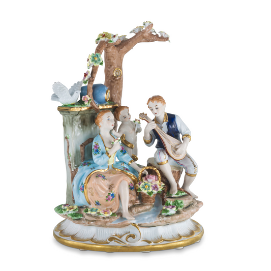 Hand-painted Family Musical Figurine In Nature