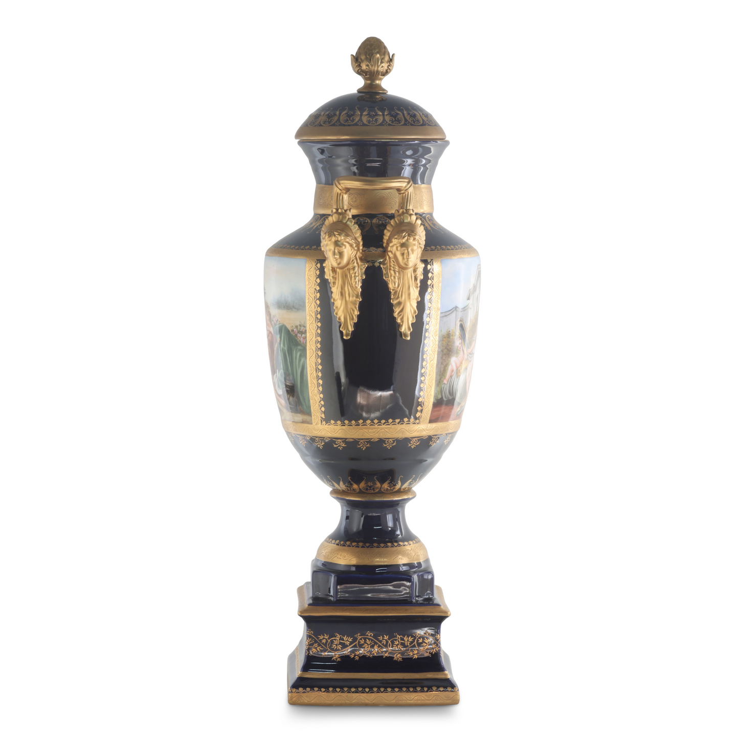 Gorgeous Mythological Hand-painted Porcelain And Bronze Vase