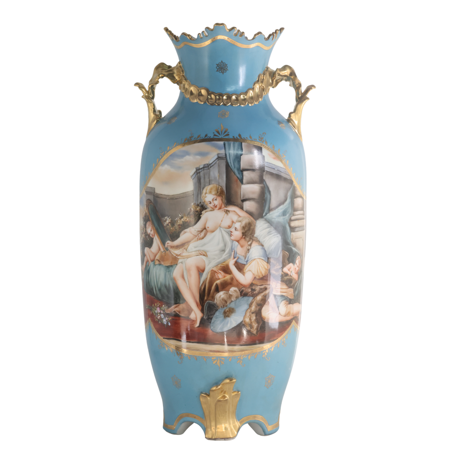 Rococo Style Vase with Hand-painted Motif
