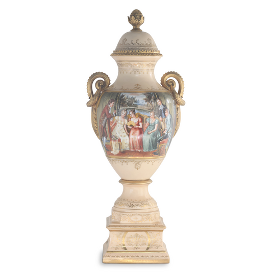 Gorgeous Hand-painted Porcelain And Bronze Vase