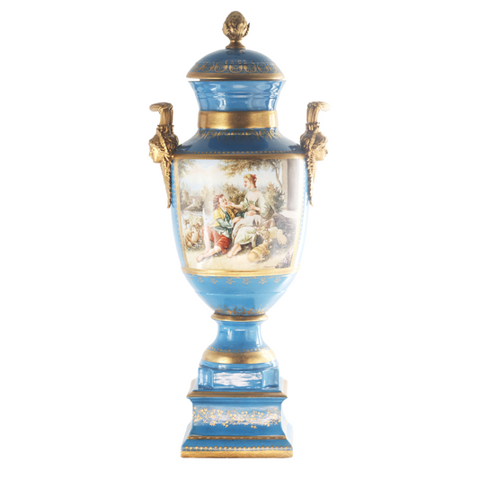 Hand-painted Porcelain Urn with Floral Motif