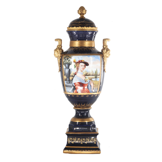 Gorgeous Hand-painted Porcelain And Bronze Vase