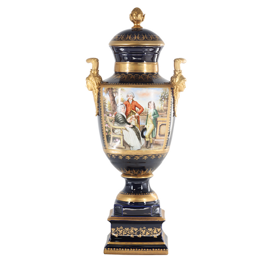 Gorgeous Hand-painted Porcelain And Bronze Vase