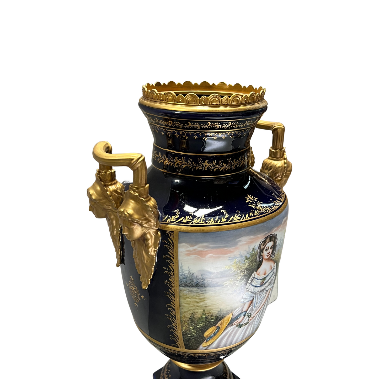 Gorgeous Hand-painted Porcelain And Bronze Vase