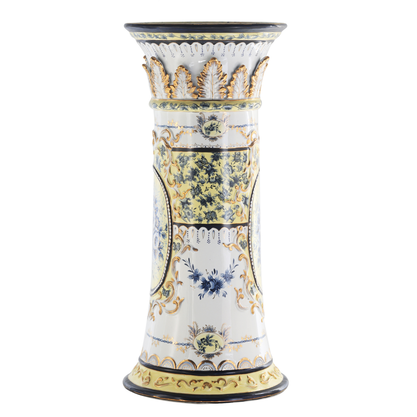 Hand-painted Baroque Style Flower Pot Pedestal in Gold Baroque Furniture
