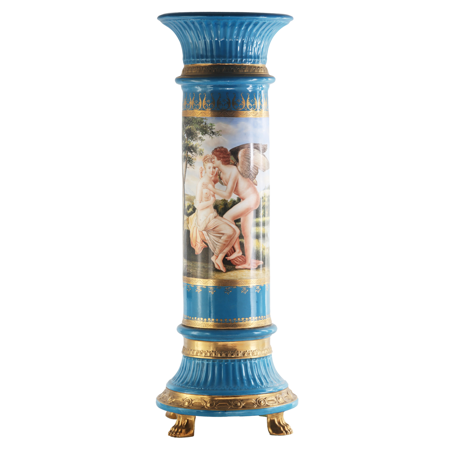 Rococo Hand-painted Pedestal With Floral Motif