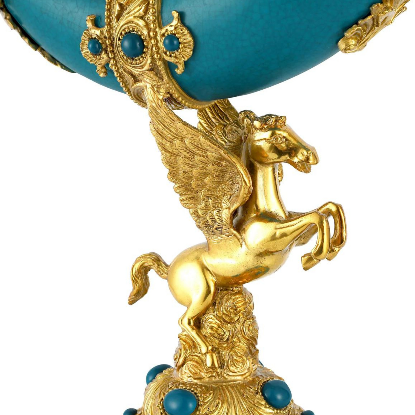 DECOELEVEN ™ Bronze and Porcelain Pegasus Cornucopia