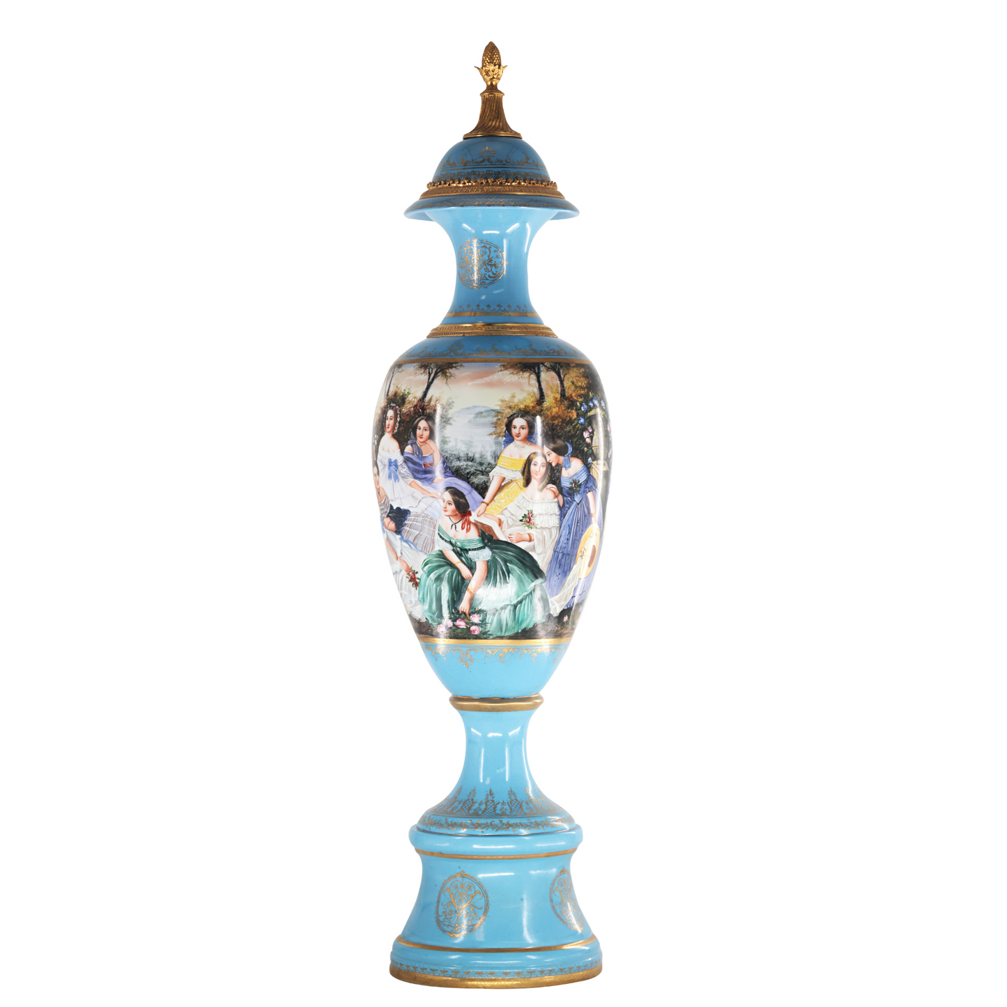 Han-Painted Rococo Style Porcelain Jar Nature Motif
