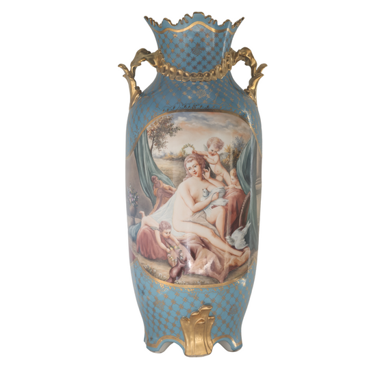 Rococo Style Vase with Hand-painted Motif