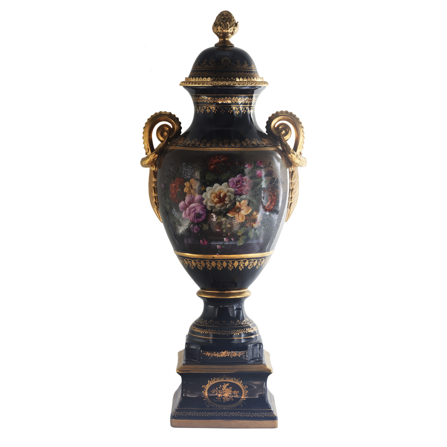 Hand-painted Porcelain Urn with Floral Motif