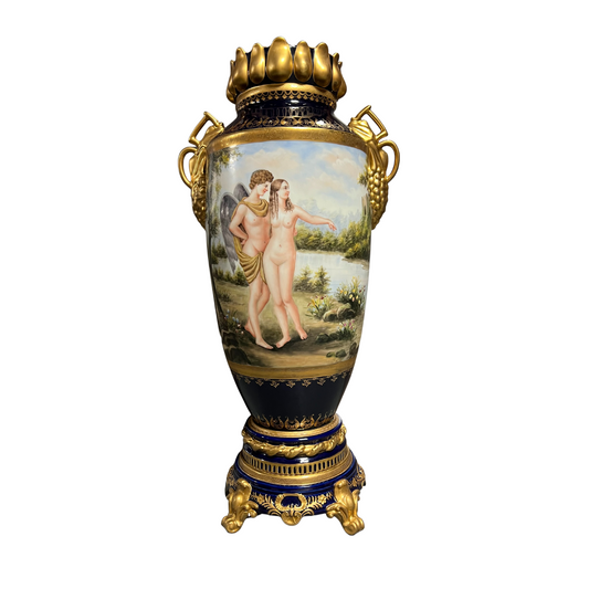 Rococo Style Vase with Hand-painted Motif