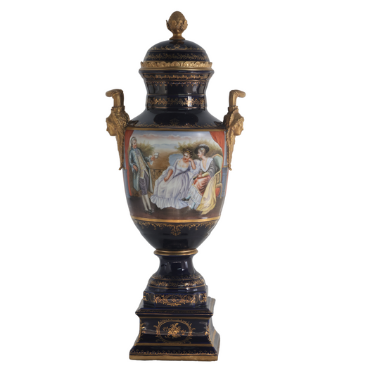 Gorgeous Hand-painted Porcelain And Bronze Vase