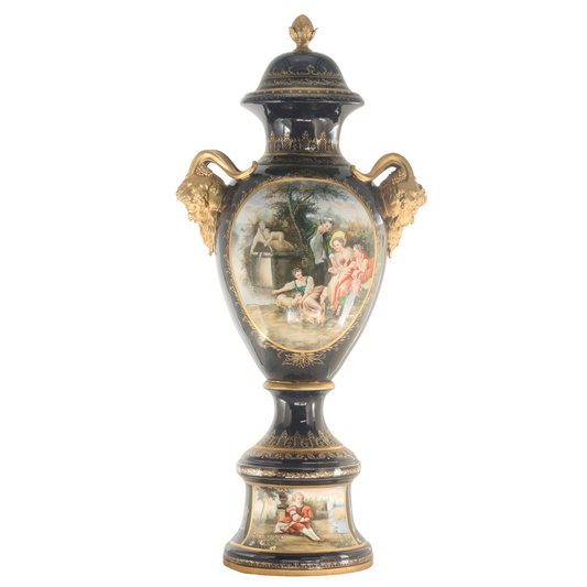 Rococo Style Hand-Painted Porcelain Vase