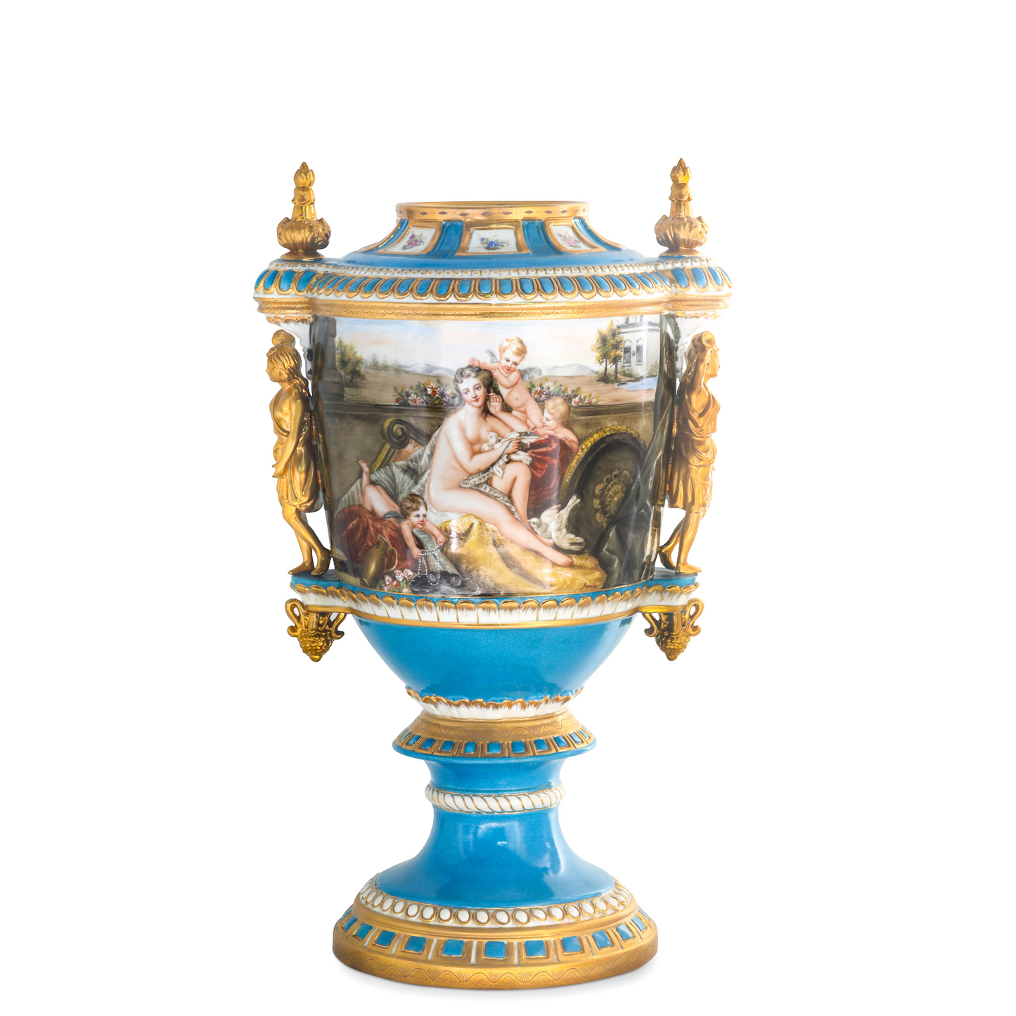Porcelain Lady Handle Mythological Urn