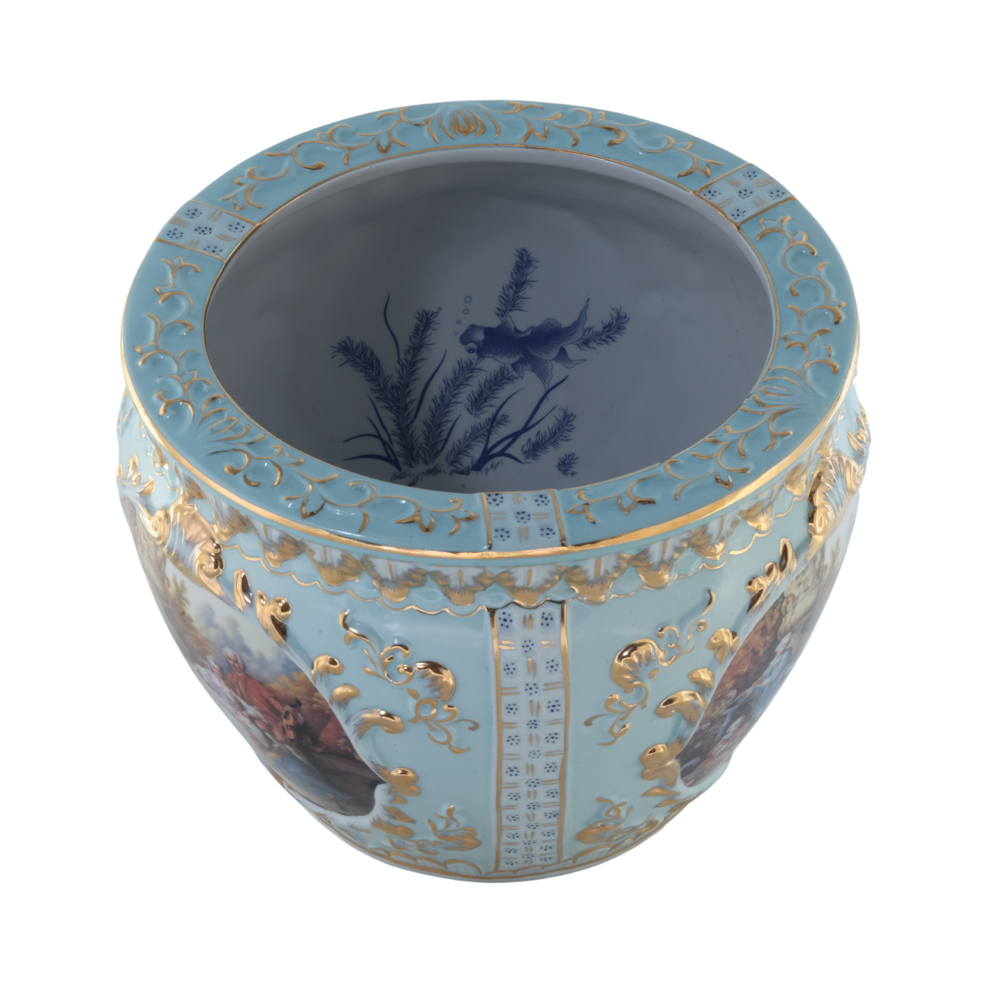 Rococo Planter Pot in Teal