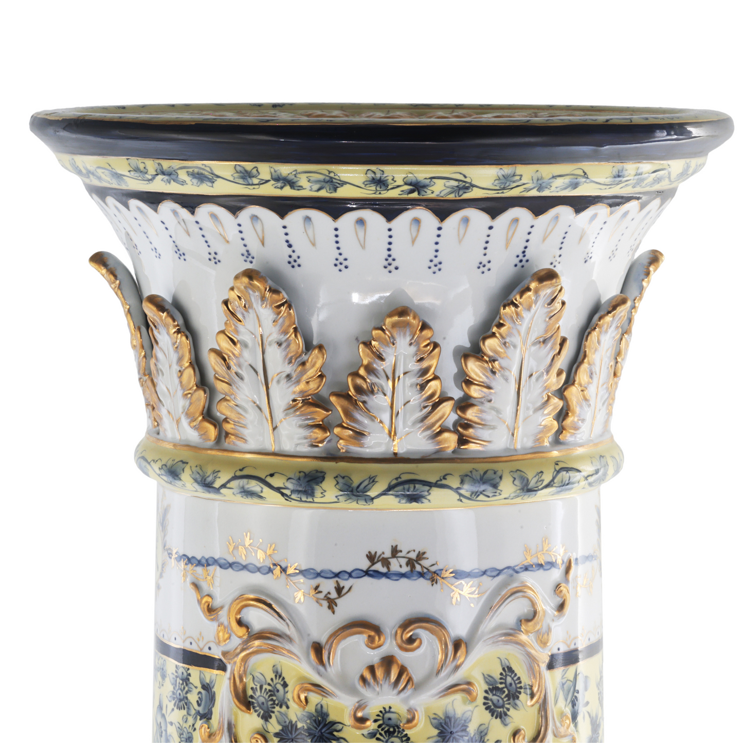 Hand-painted Baroque Style Flower Pot Pedestal in Gold Baroque Furniture