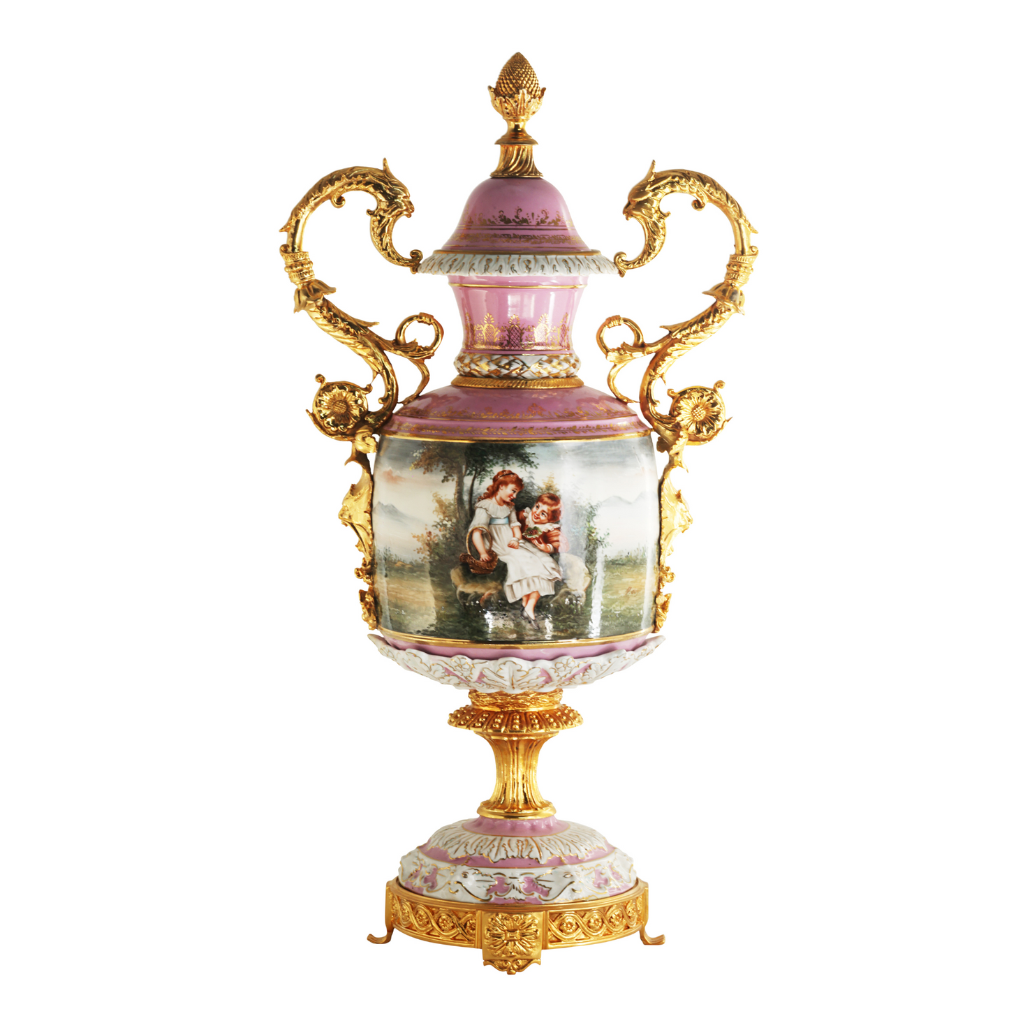 Striking Porcelain And Bronze Handle Vase