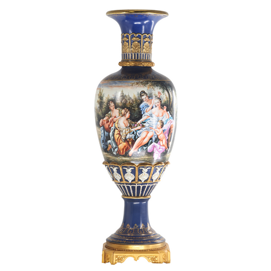 Hand-painted Rococo Style Vase with Hand-painted Motif