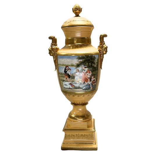 Gorgeous Hand-painted Porcelain And Bronze Vase