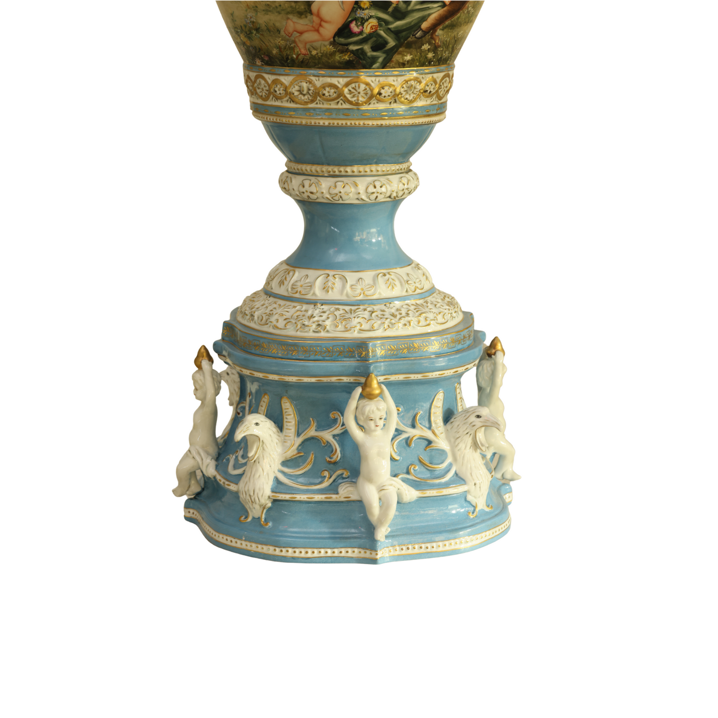 Hand Painted Eagle Handle Society Vase
