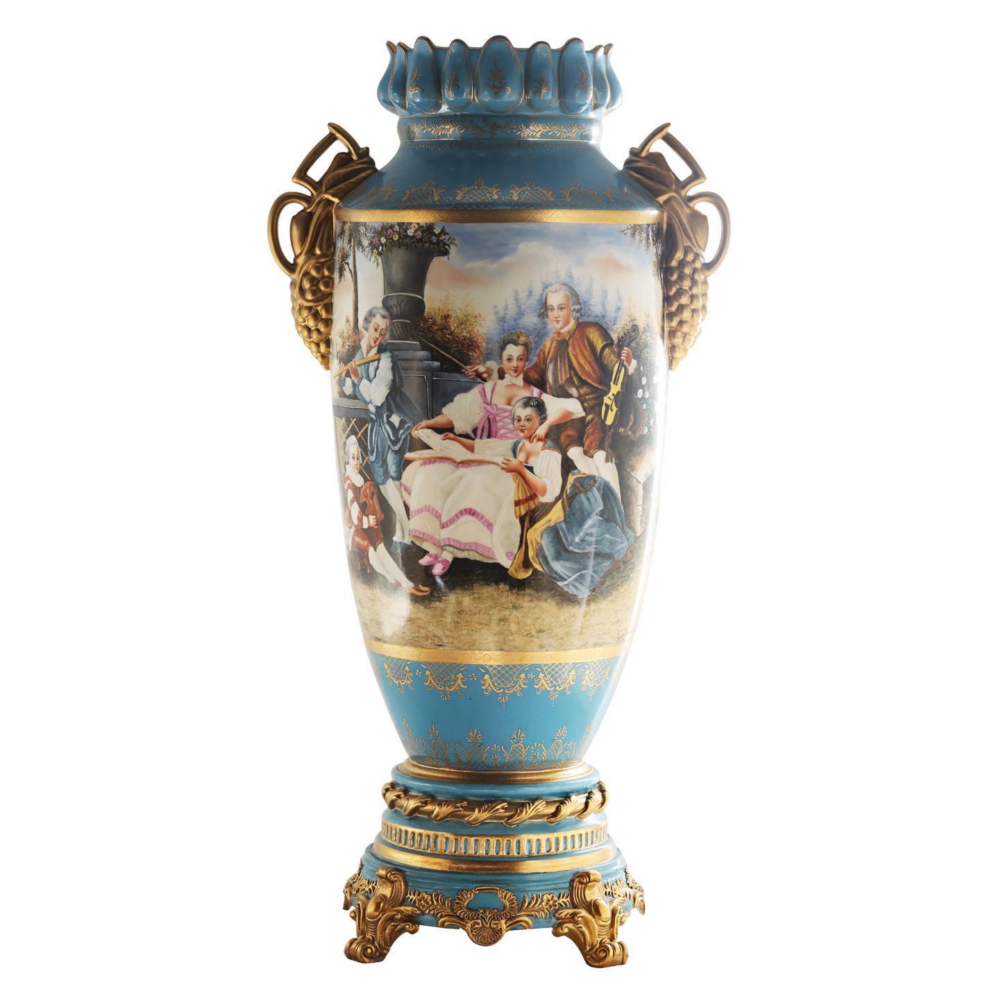 Rococo Style Vase with Hand-painted Motif