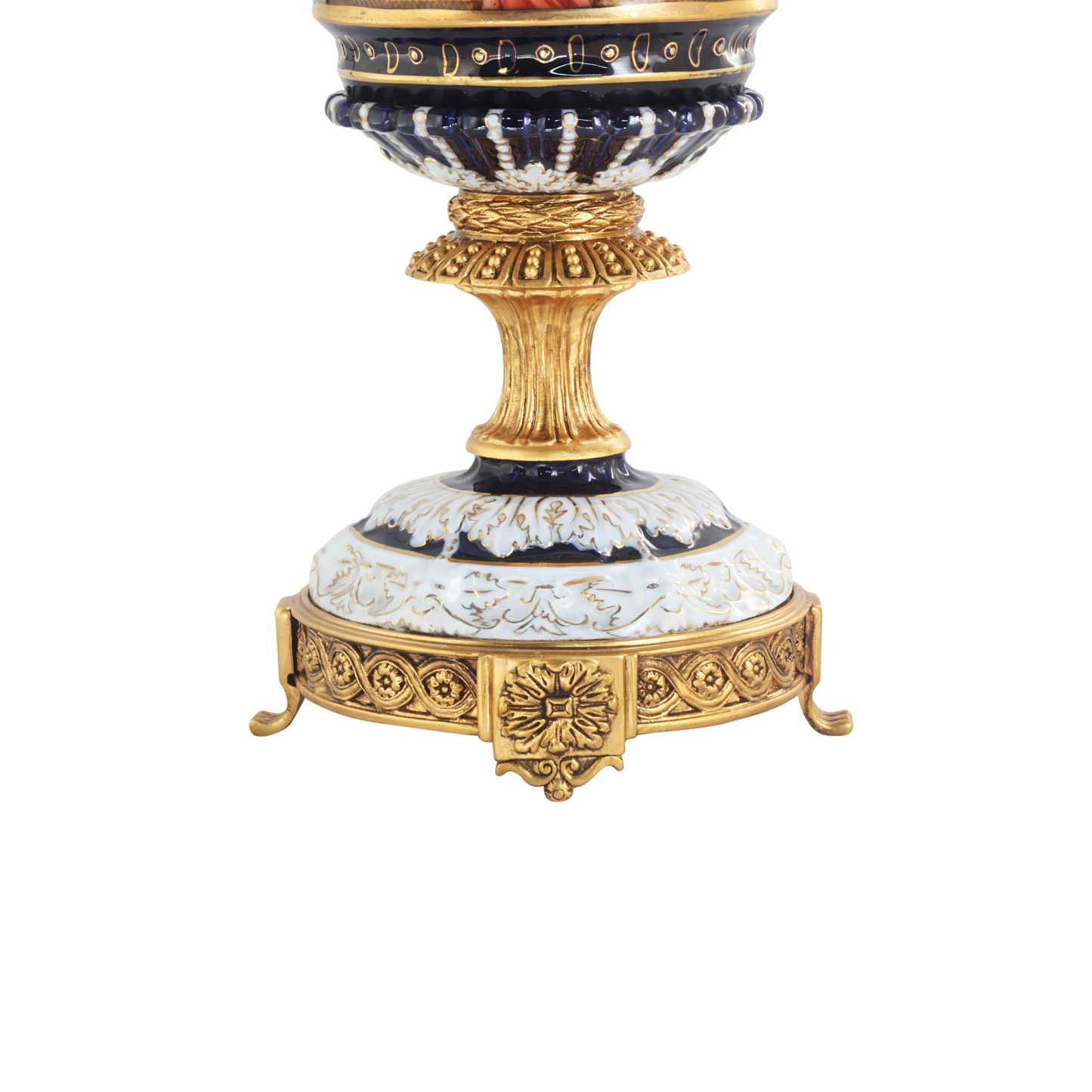 Hand-painted Bronze Handle Rococo Porcelain Vase