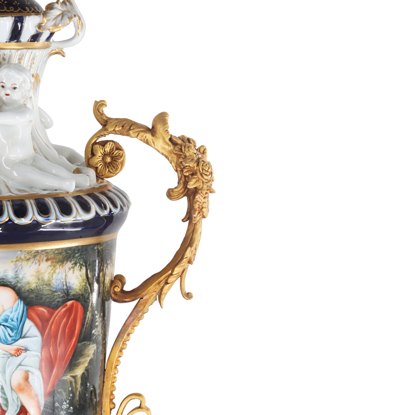 Bronze Handle Louis XV Style Porcelain Vase