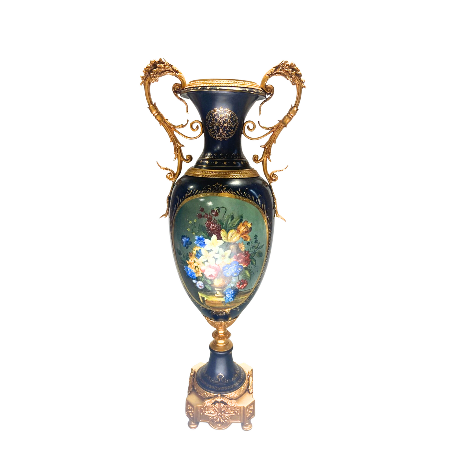 Bronze Handle Rococo Porcelain Vase