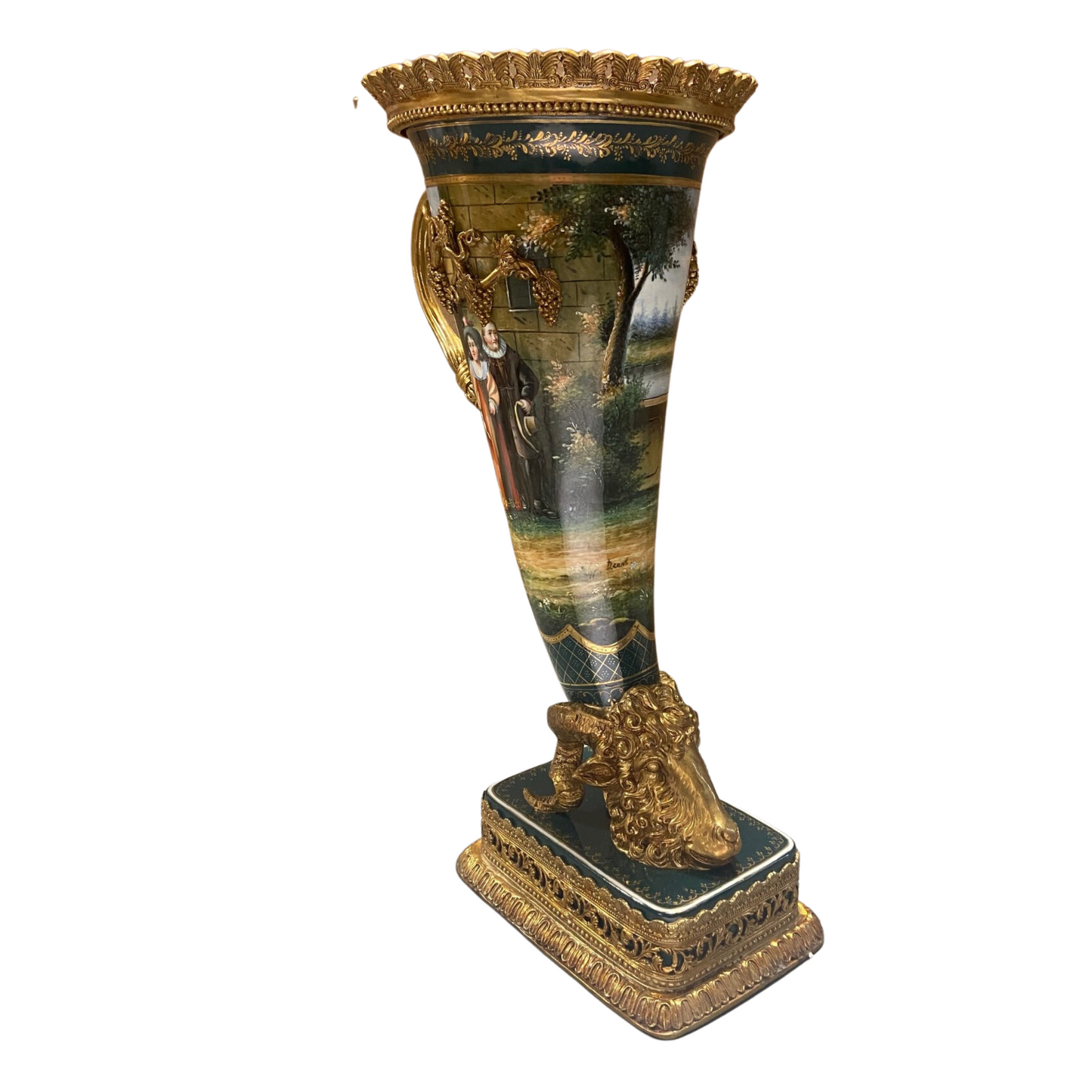 Rococo Hand-painted Style Tall Vase