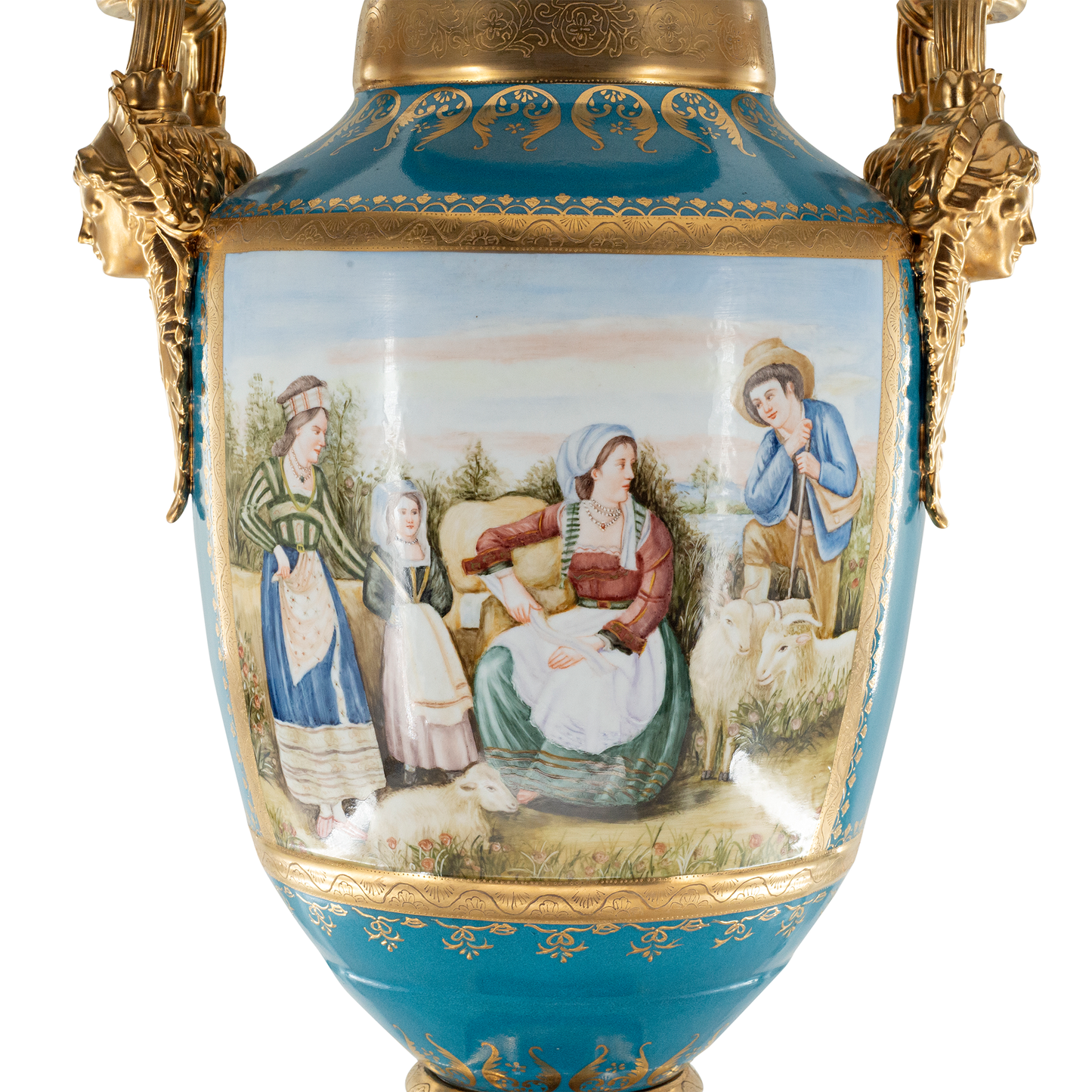 Gorgeous Hand Painted Porcelain And Bronze Vase
