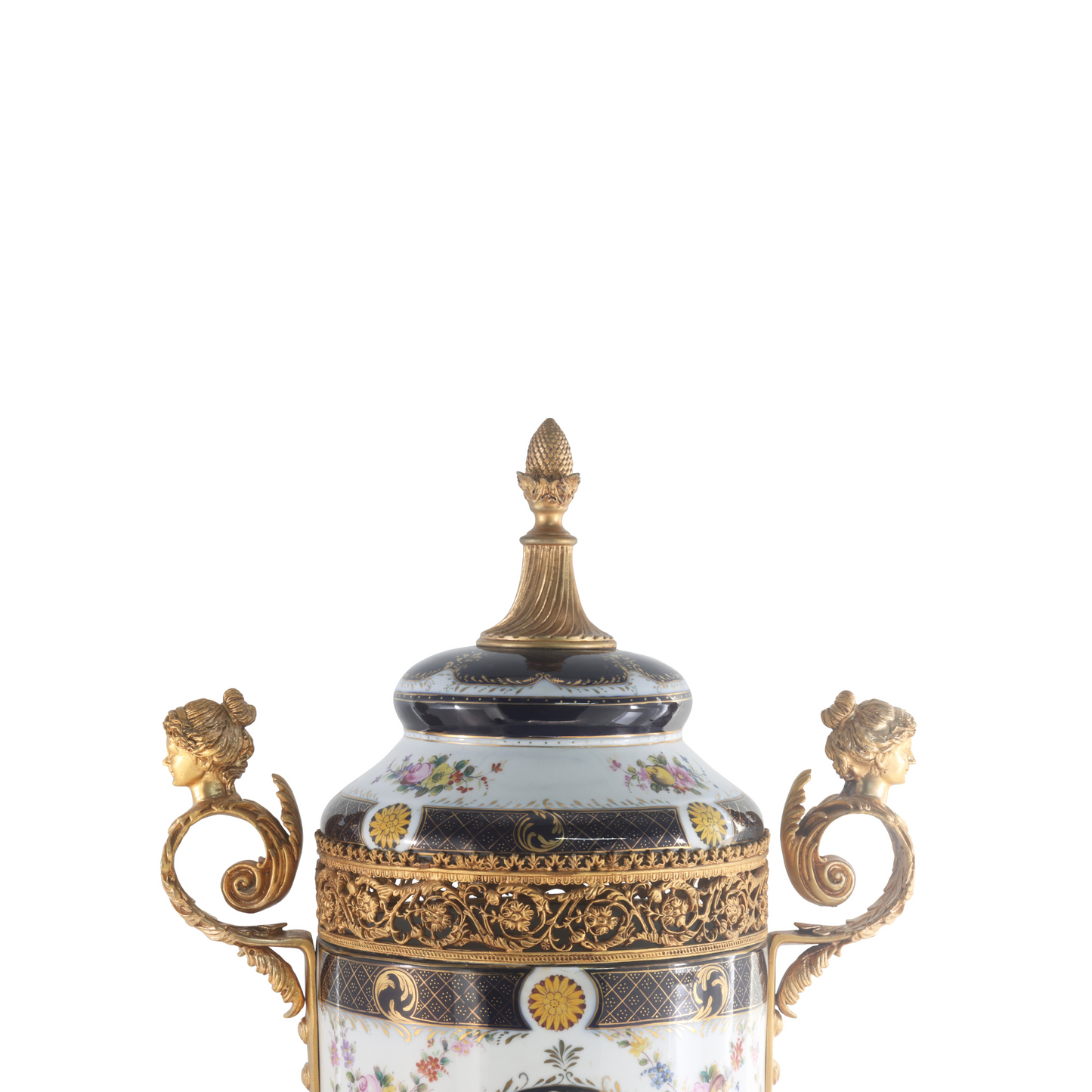 Hand-painted Potpourri Porcelain And Bronze Jar