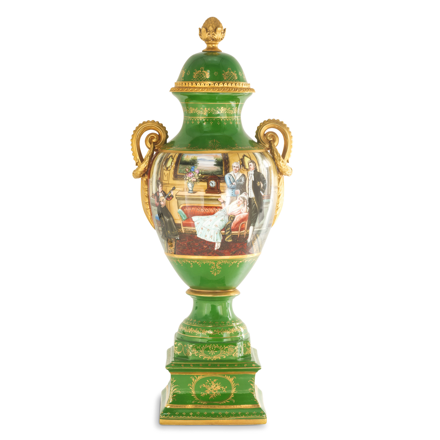 Hand-painted Green Courtship Vase
