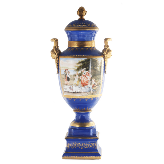 Gorgeous Hand-painted Porcelain And Bronze Vase