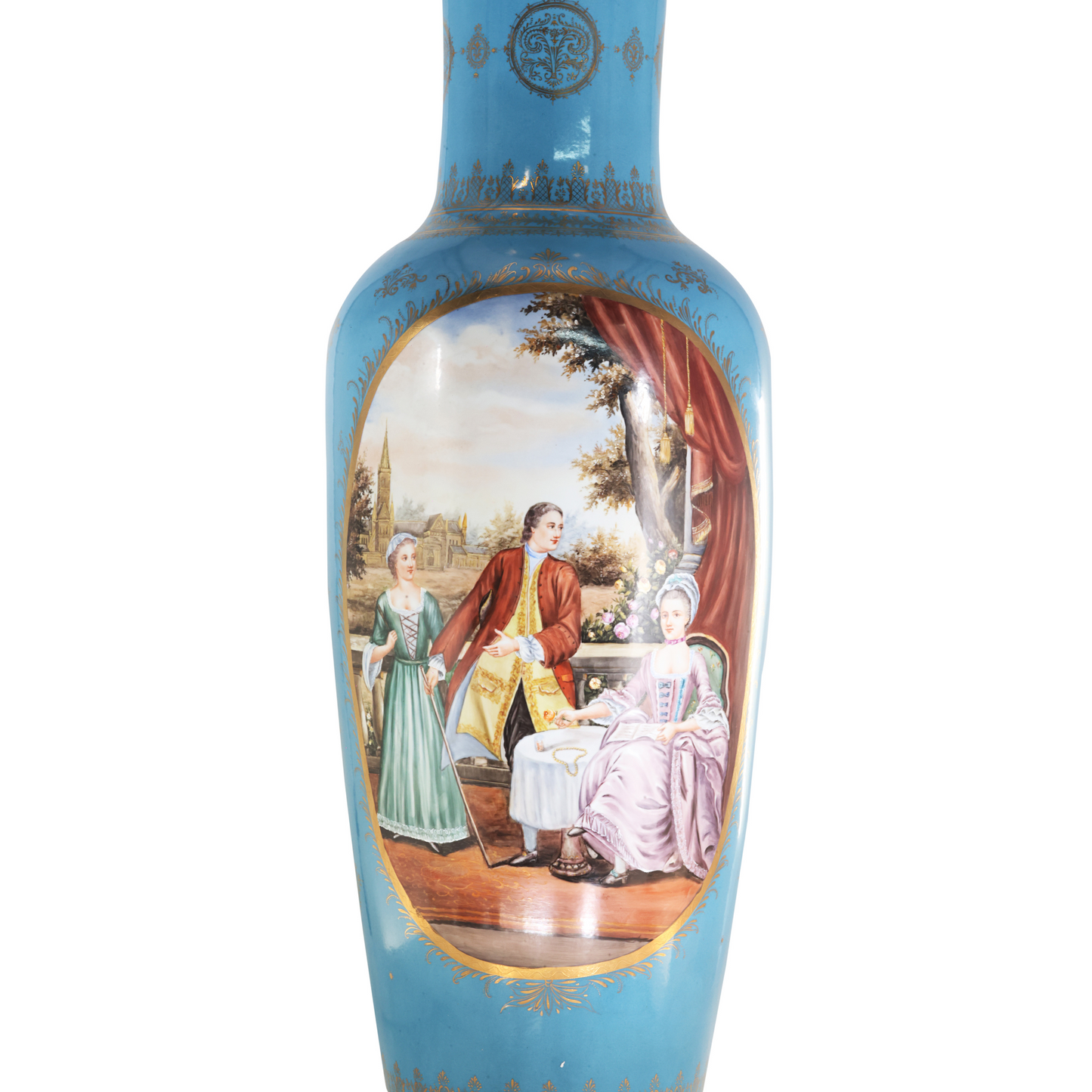 Rococo Style Vase with Hand-painted Motif