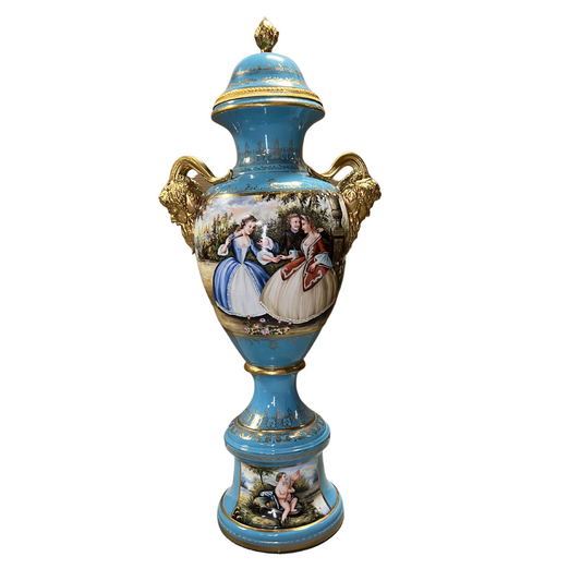 Rococo Style Hand-Painted Porcelain Vase