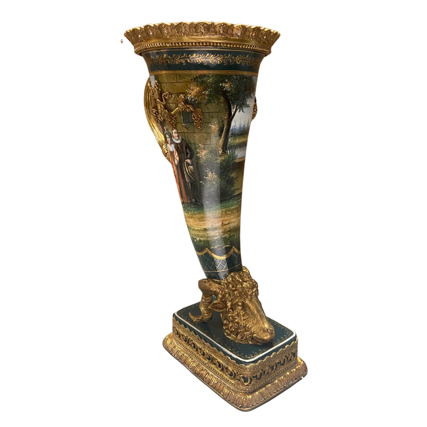 Rococo Hand-painted Style Tall Vase