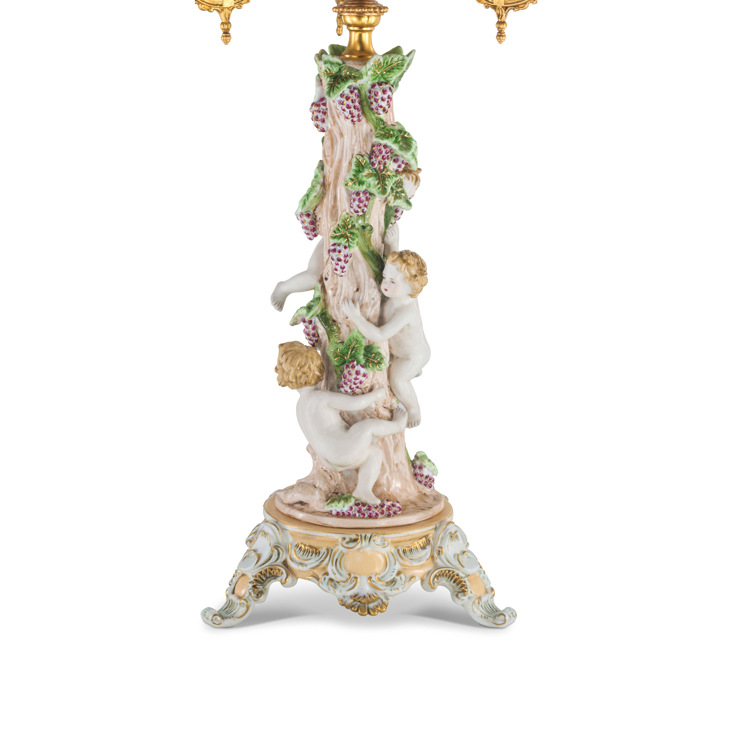 Rococo Style Hand-Painted Cherub Candelabra