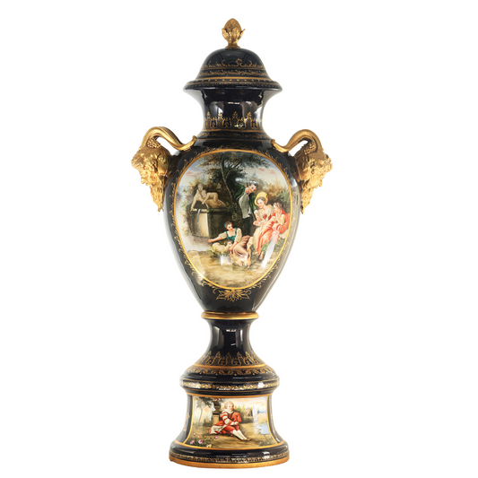 Rococo Style Hand-Painted Porcelain Vase