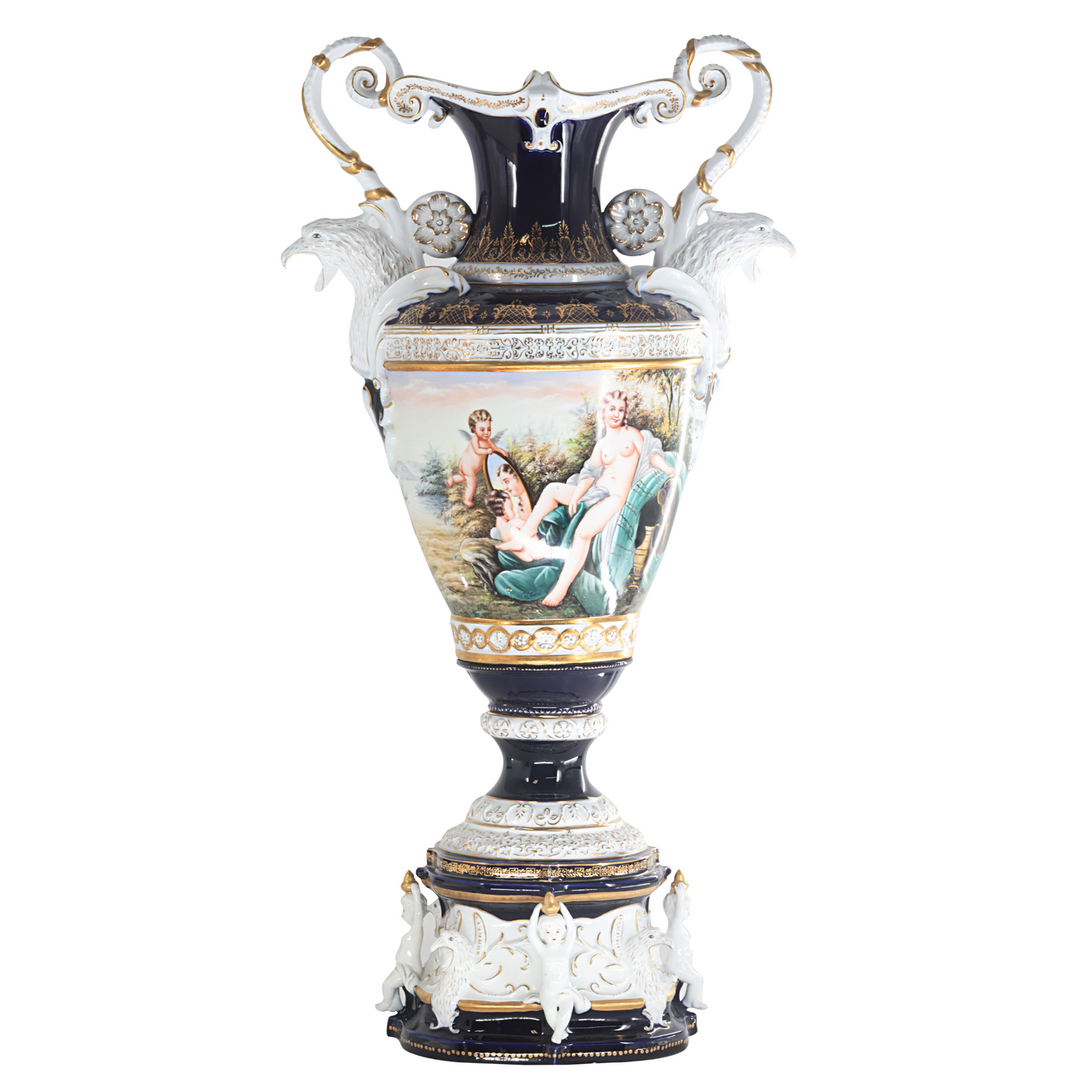 Hand-painted Eagle Handle Society Vase