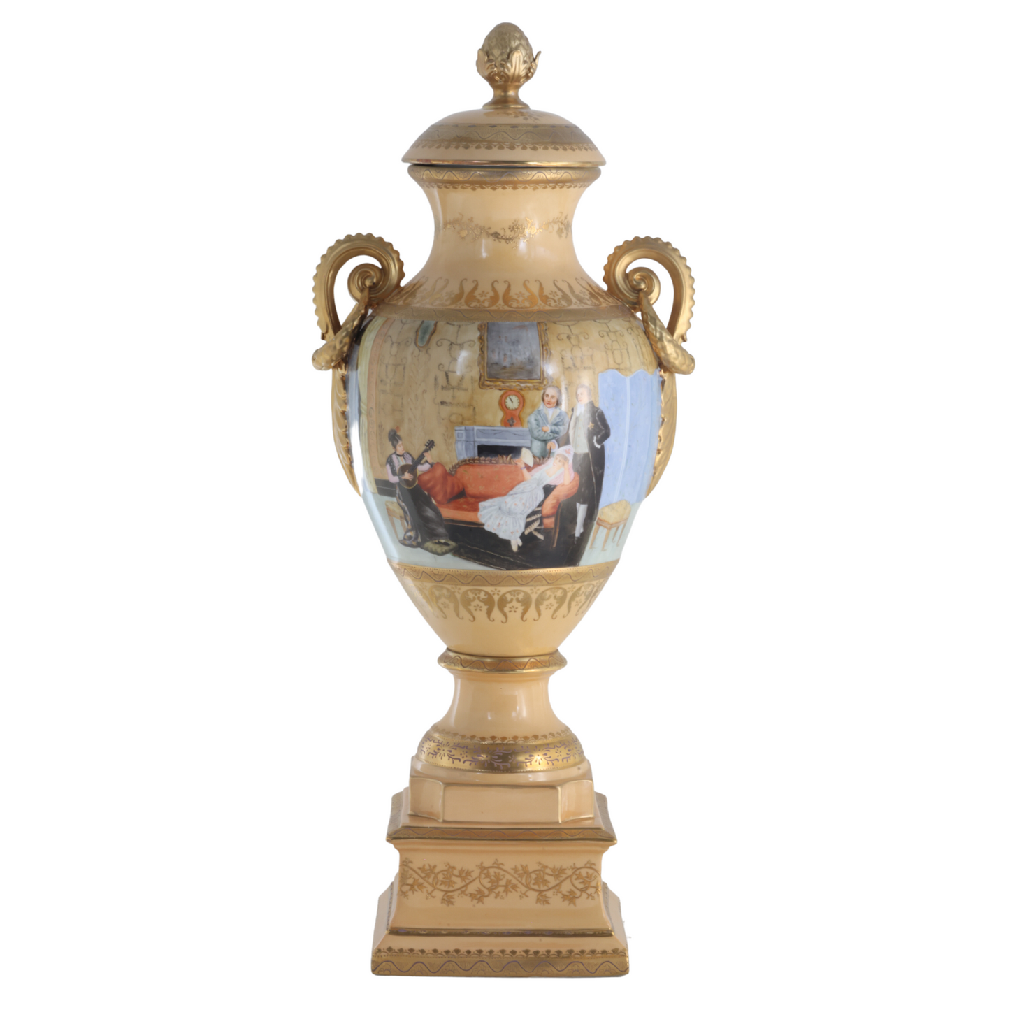 Gorgeous Hand-painted Porcelain And Bronze Vase