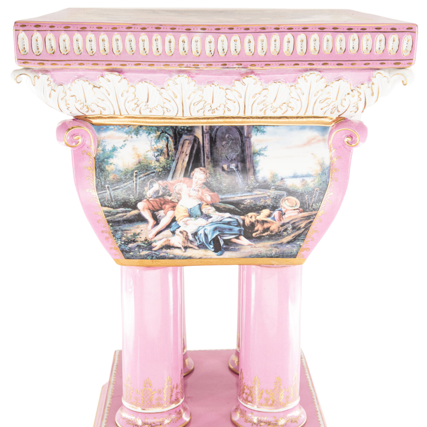Hand-painted Pink Baroque Style Furniture Porcelain Chair