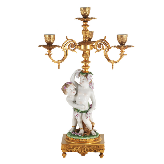 Cherub Grapes Hand-painted Candle Holder
