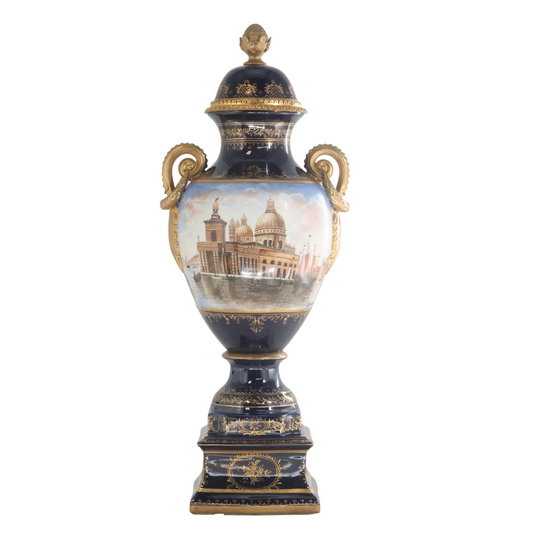 Gorgeous Hand-painted Porcelain And Bronze Vase