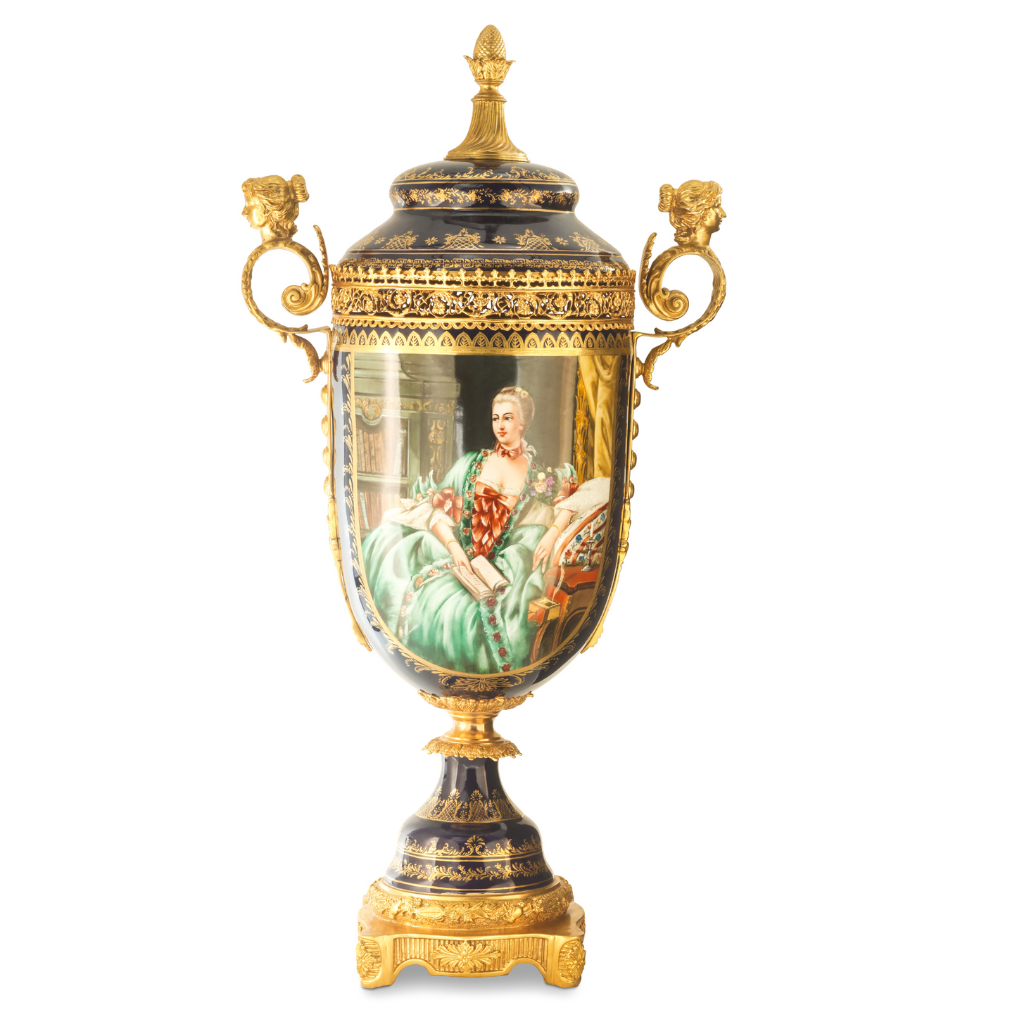 Potpourri Hand-painted Porcelain And Bronze Urn
