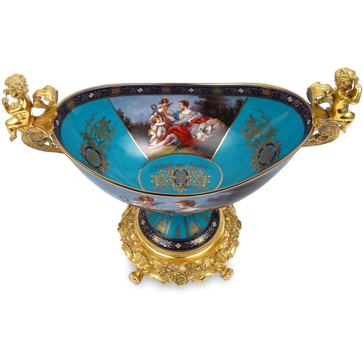 DECOELEVEN ™ Cherub Porcelain and Bronze Fruit Bowl