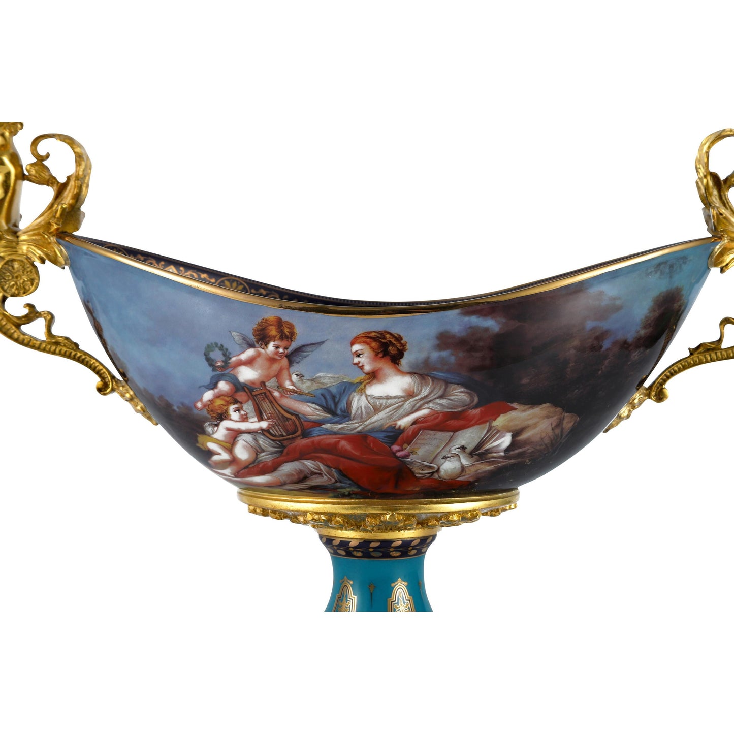 DECOELEVEN ™ Cherub Porcelain and Bronze Fruit Bowl