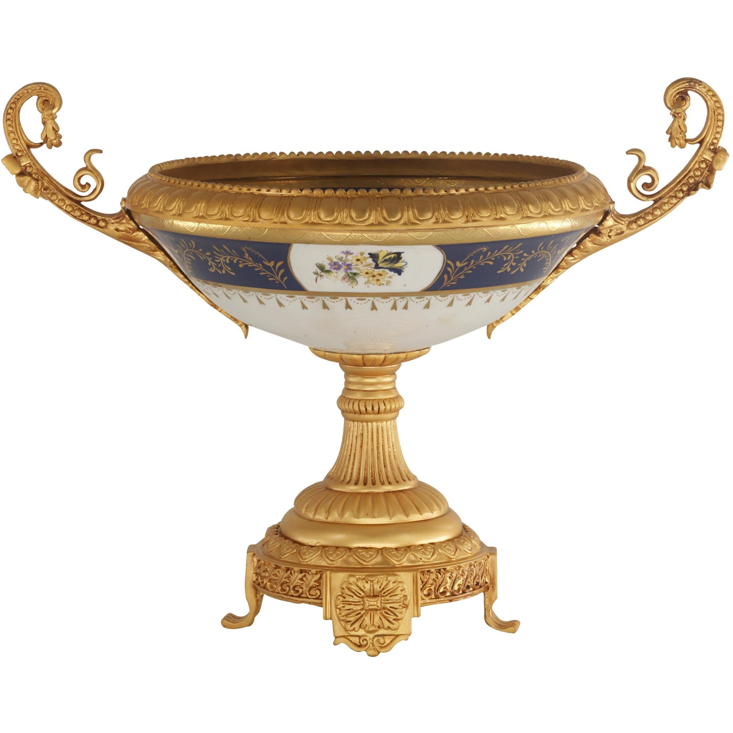 Hand-painted Bronze Fruit Bowl with Ormolu Base