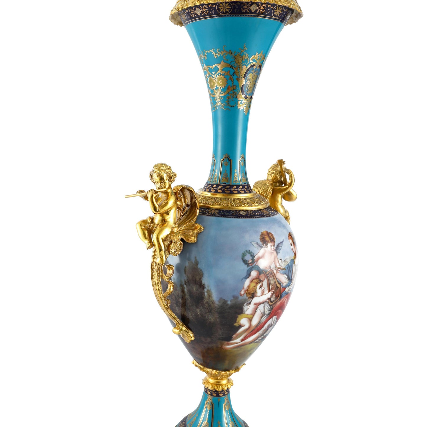 DECOELEVEN ™ Long Neck Vase with Cherub Handles