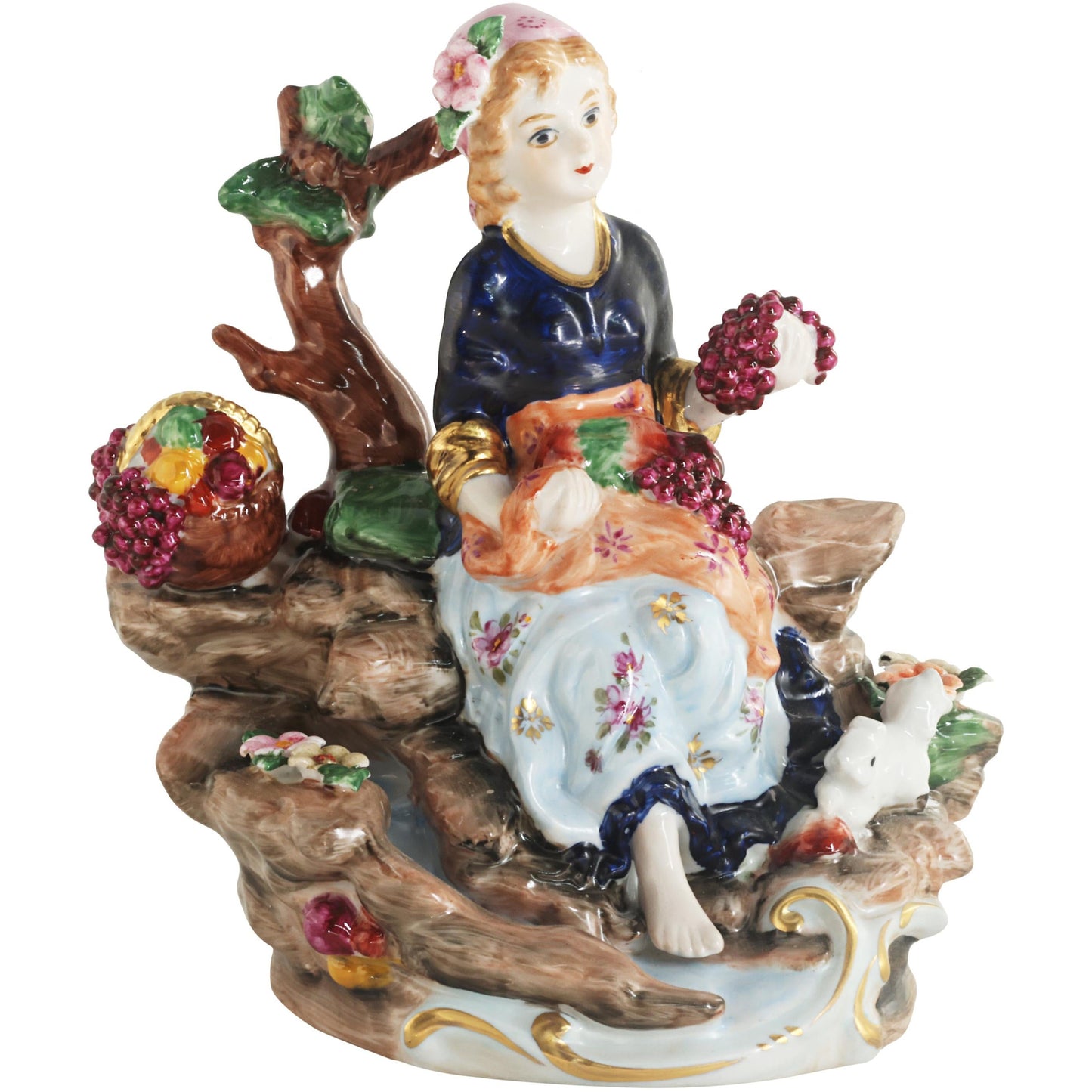 Figura de porcelana Dama comiendo uvas