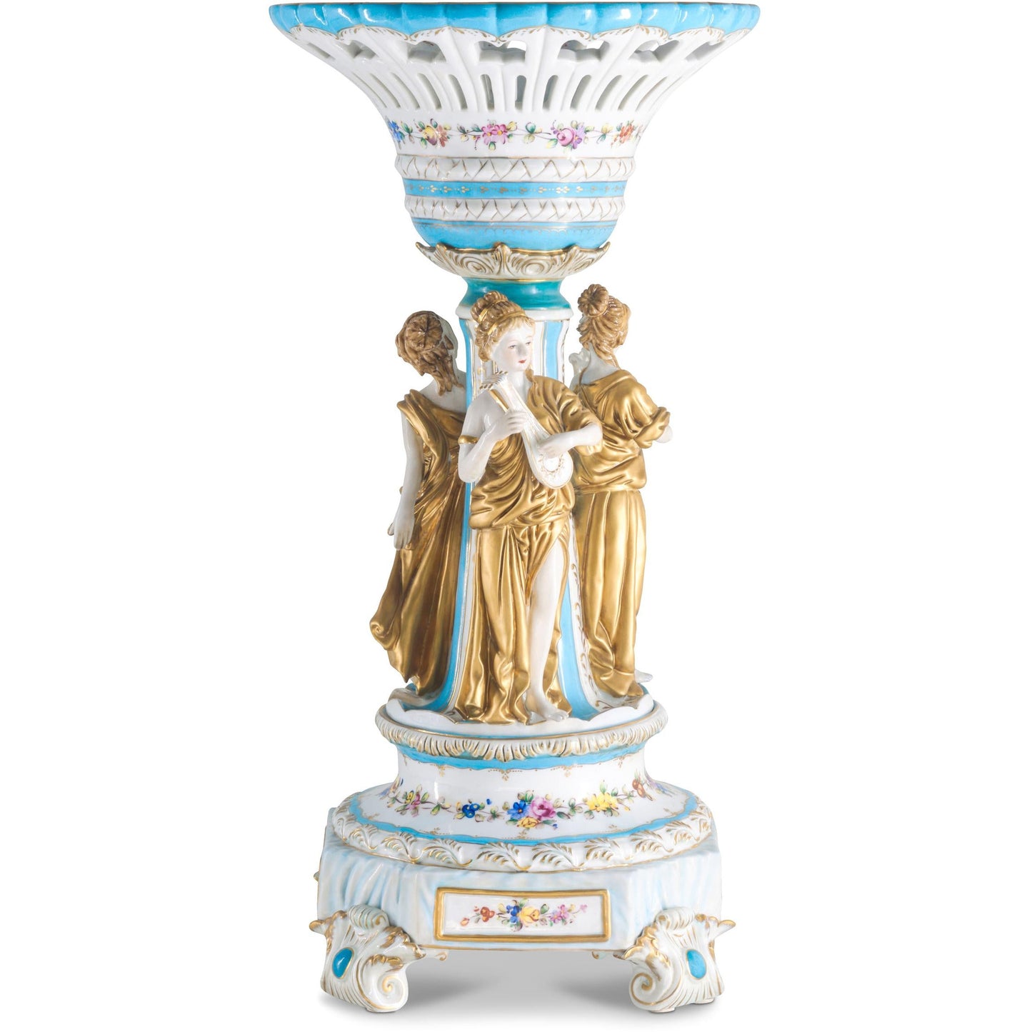 Hand-painted Rococo Style Porcelain Bowl With Three Muses